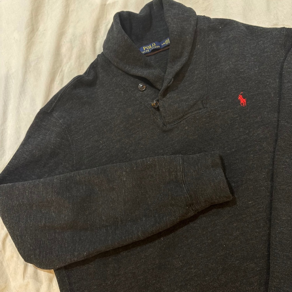 Polo Ralph Lauren Men's Charcoal‎ Heather Shawl Collar Sweatshirt Size L